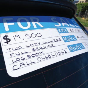 For sale car stickers you can write on